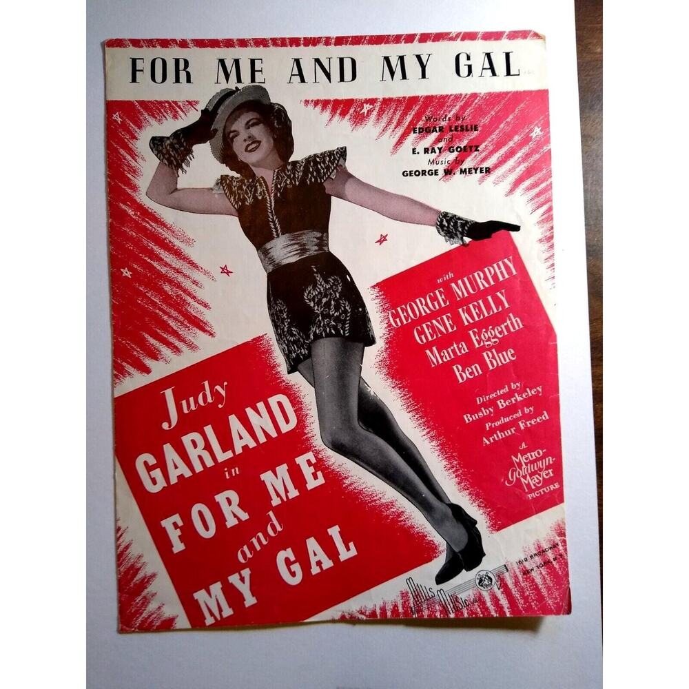 For Me And My Gal Sheet Music Judy Garland 1945 Song Edgar Leslie Geo Meyer